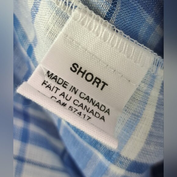 NWT The Sleep Shirt Short Blue Check 100% Linen Canada Plus Size One Size - Picture 5 of 14